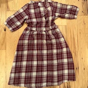 Pact Plaid organic cotton wrap Dress